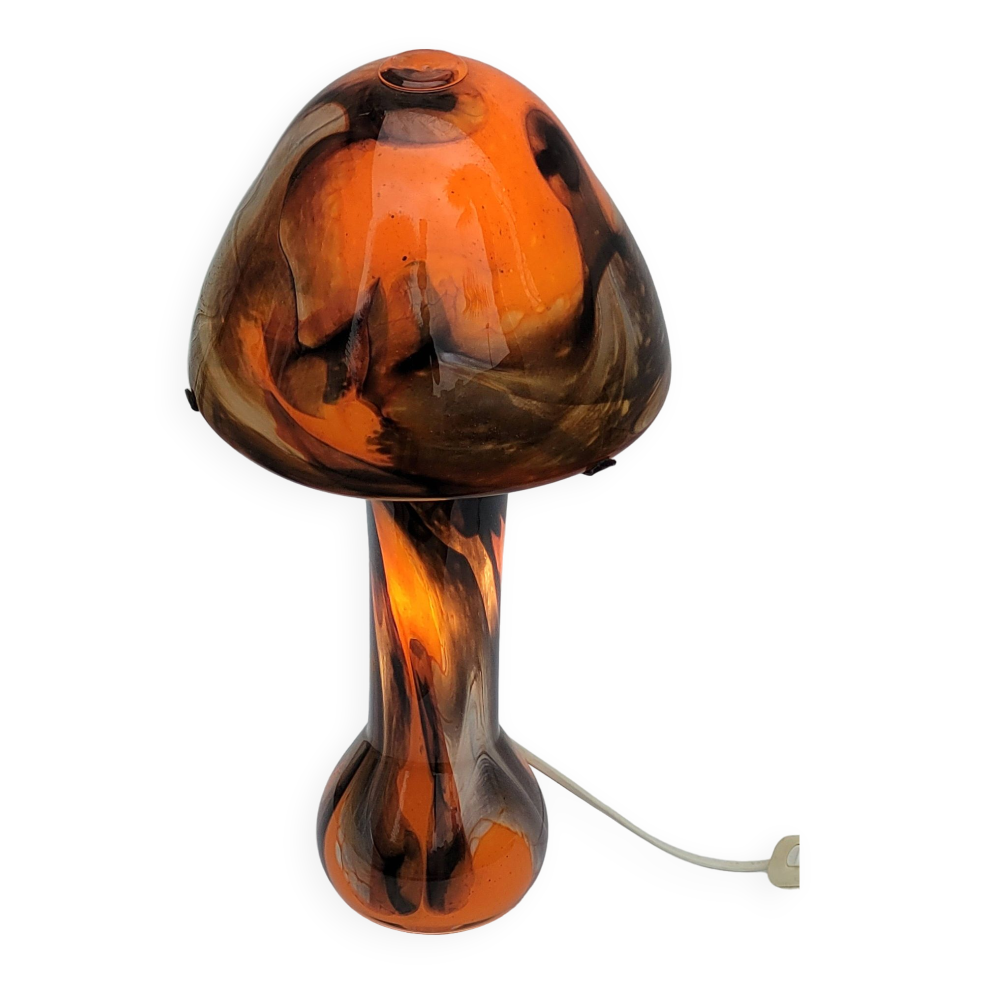Vintage champion orange Murano glass lamp