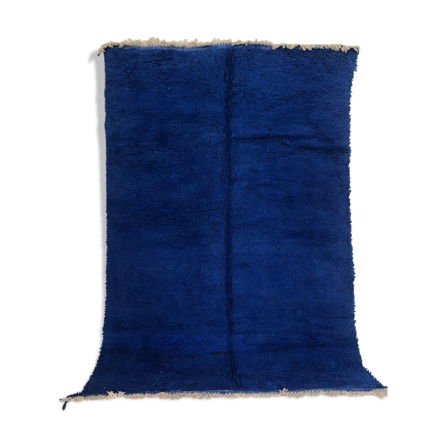 Moroccan Berber carpet beni Ouarain intense blue uni 2.94x2.07m