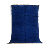 Moroccan Berber carpet beni Ouarain intense blue uni 2.94x2.07m