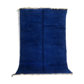 Moroccan Berber carpet beni Ouarain intense blue uni 2.94x2.07m