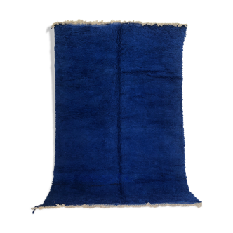 Moroccan Berber carpet beni Ouarain intense blue uni 2.94x2.07m