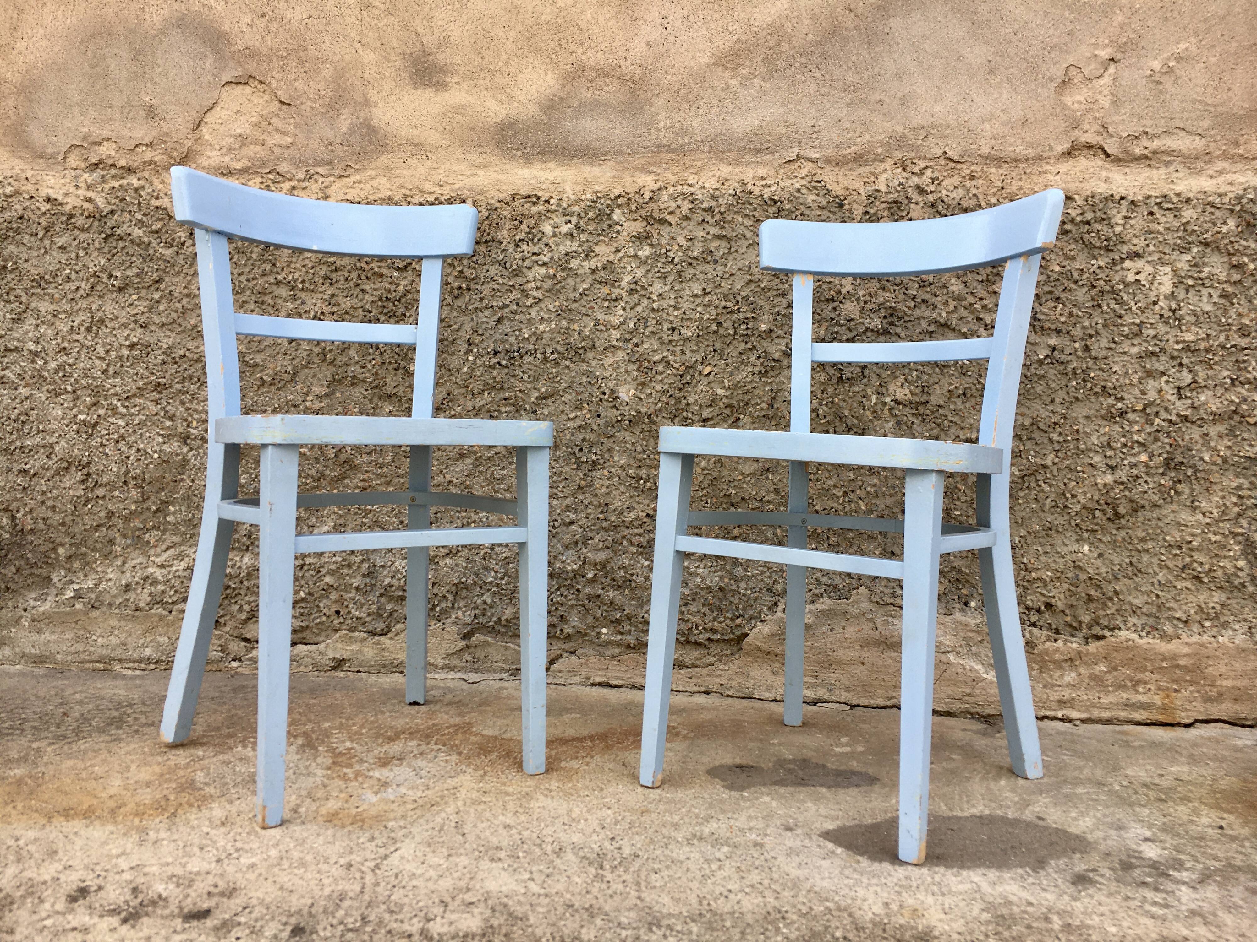 Paire de chaises en bois troquet