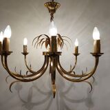 Lustre en laiton et ananas chromé années 1970