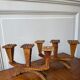 Pair of carved wooden candlesticks - 3 branches