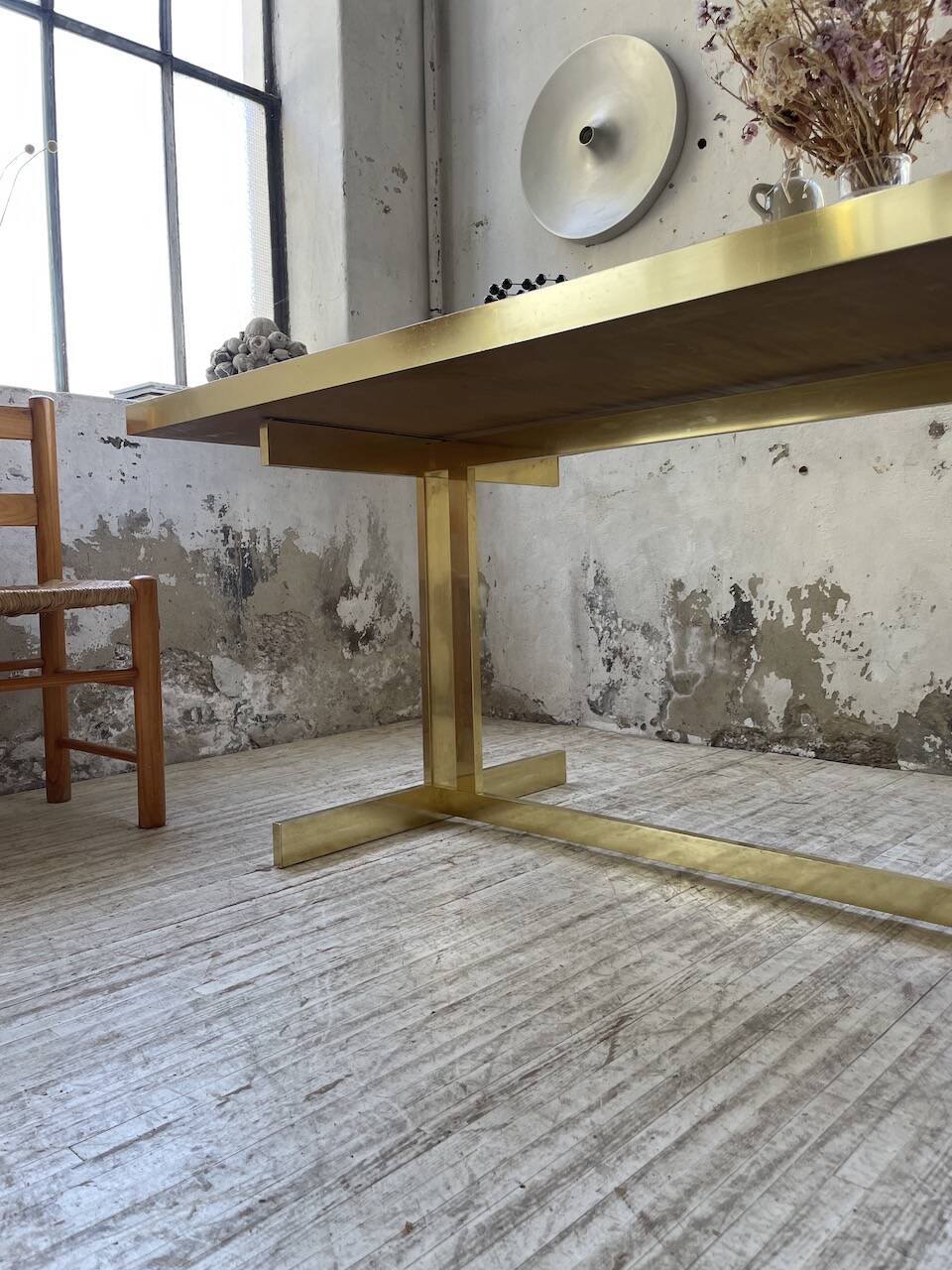 Brass table 1970 Italian lacquer