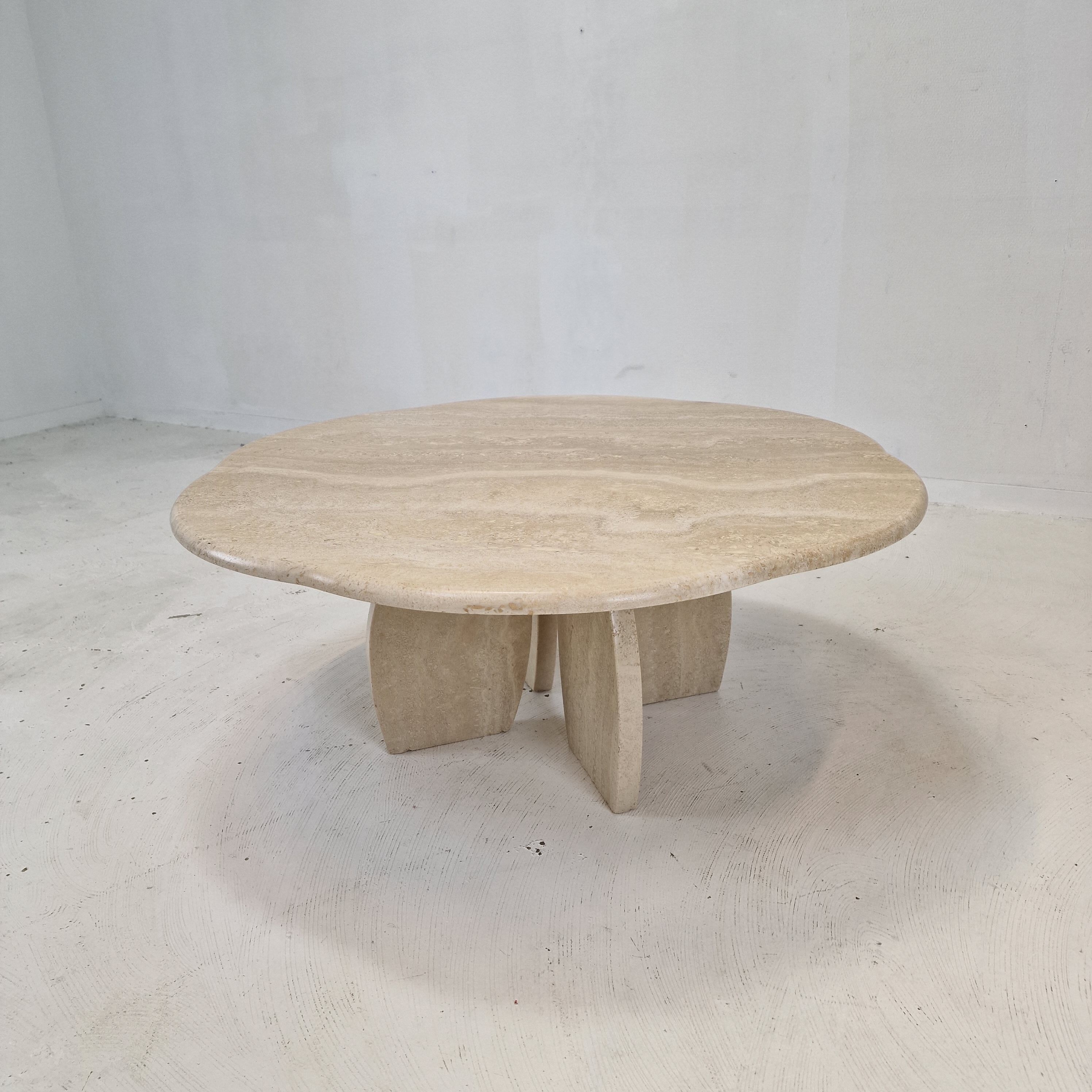 Italian travertine coffee table, 1980s