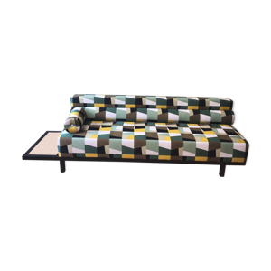 Banquette avec tablette cannage