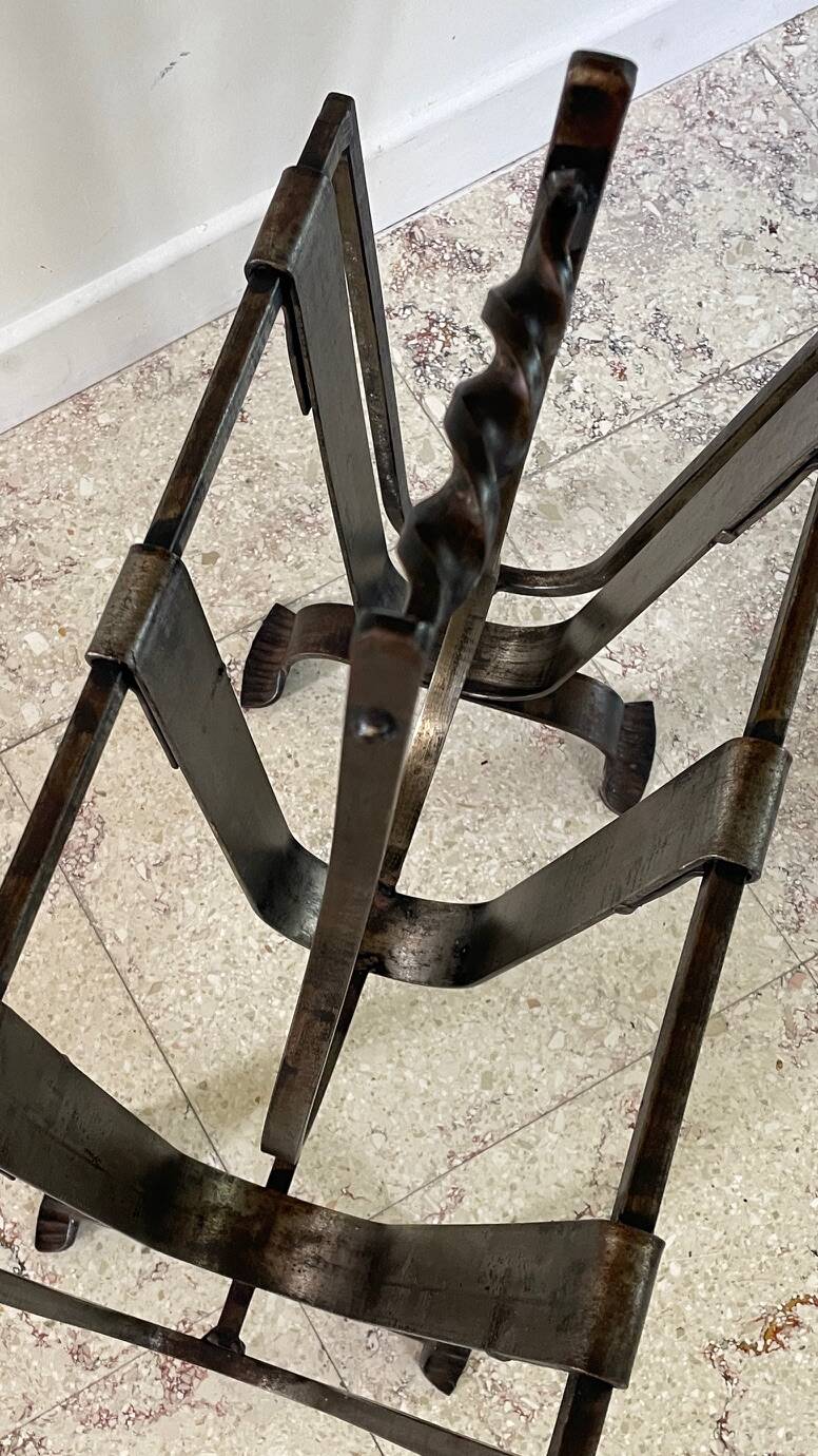 Brutalist vintage steel magazine rack