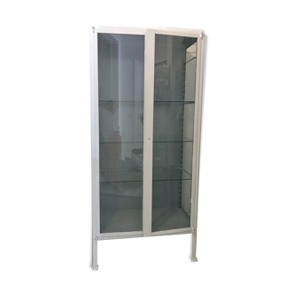 Medical glass and vintage metal cabinet