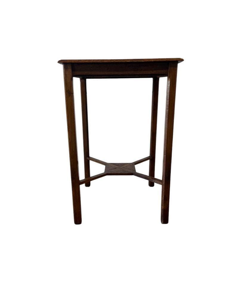 Table d'appoint/plante/étagère vintage haute en bois brun