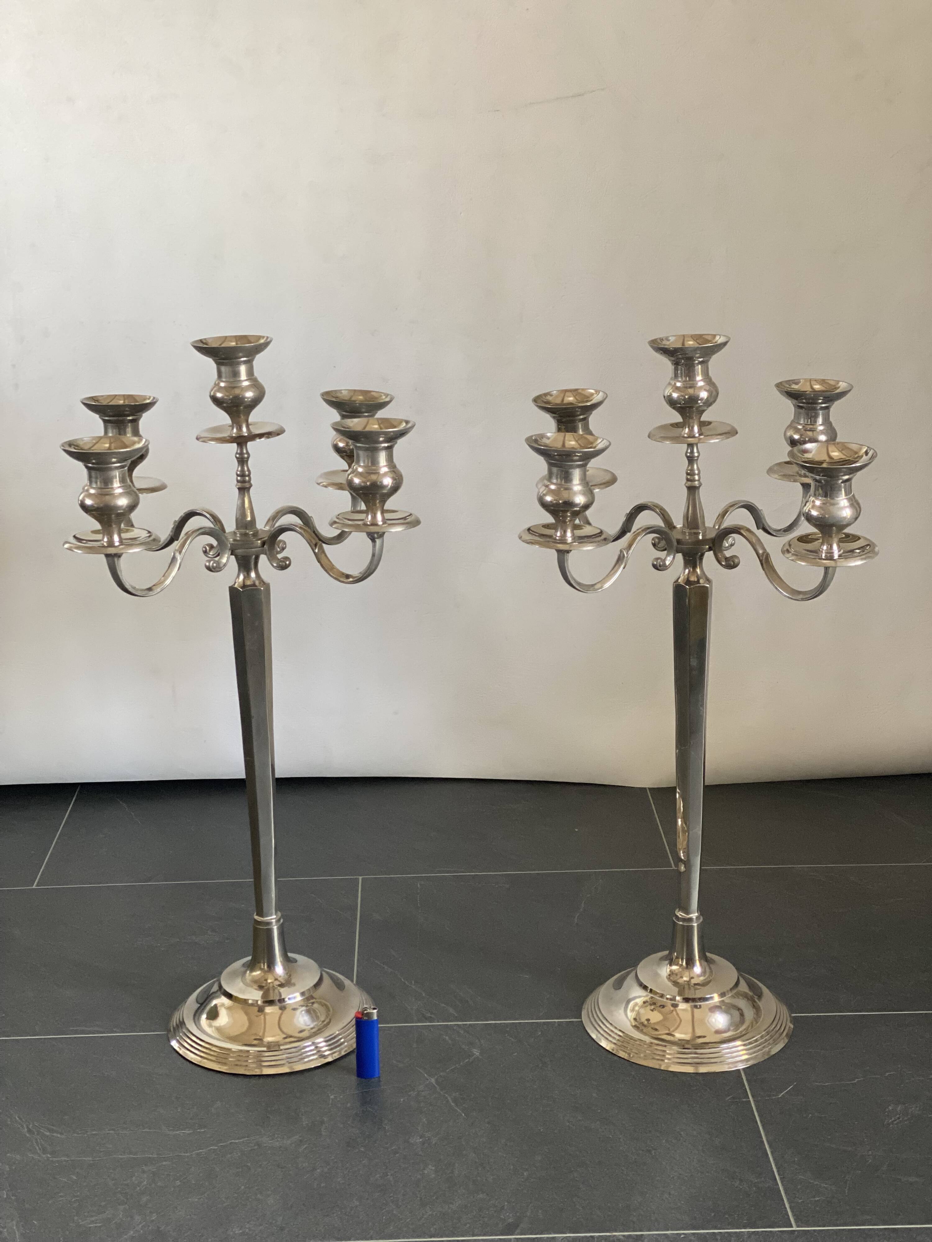 Pair of extra large floor metal candelabras
