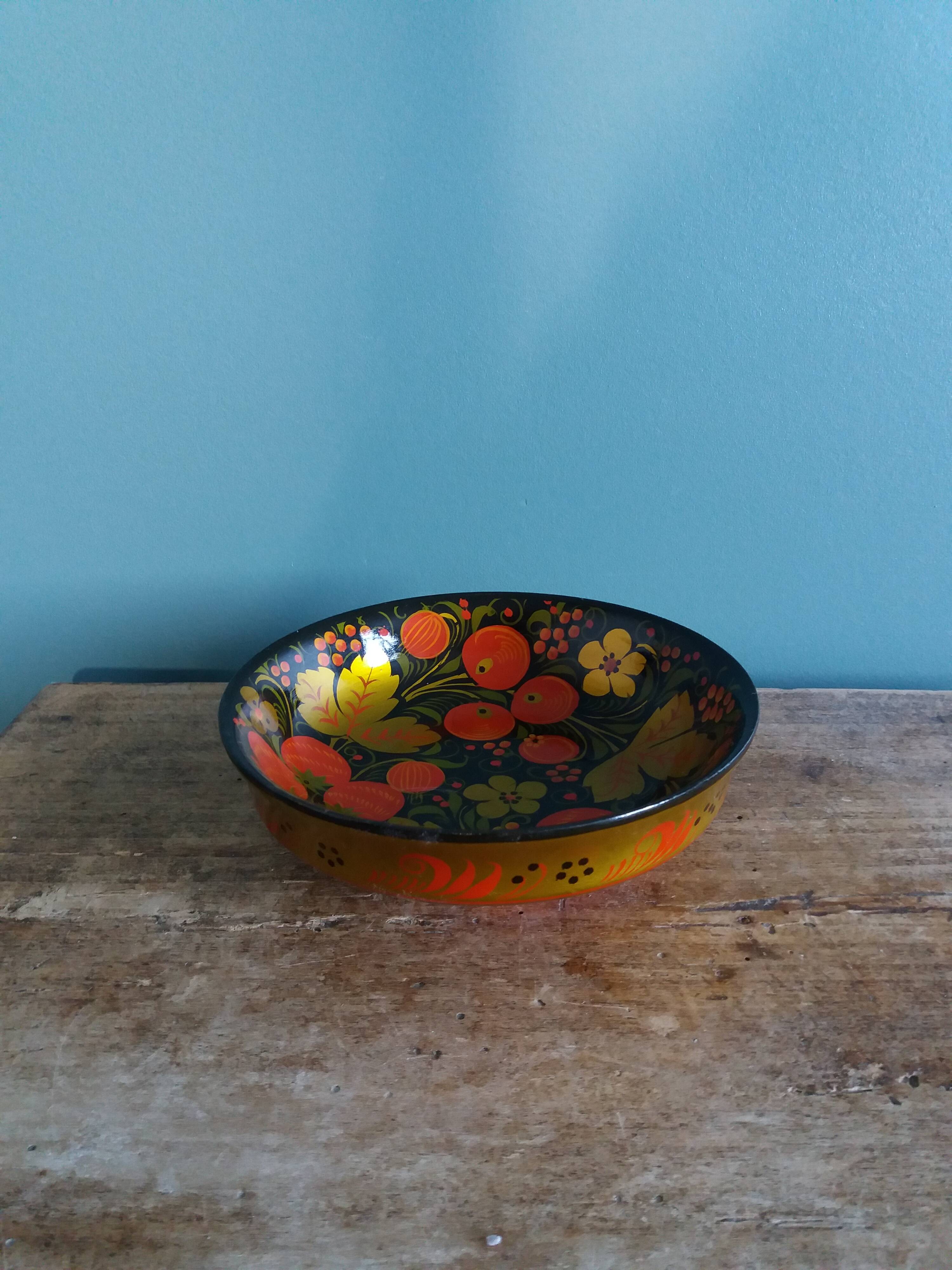 Khokhloma Russian handicraft painted wooden bowls