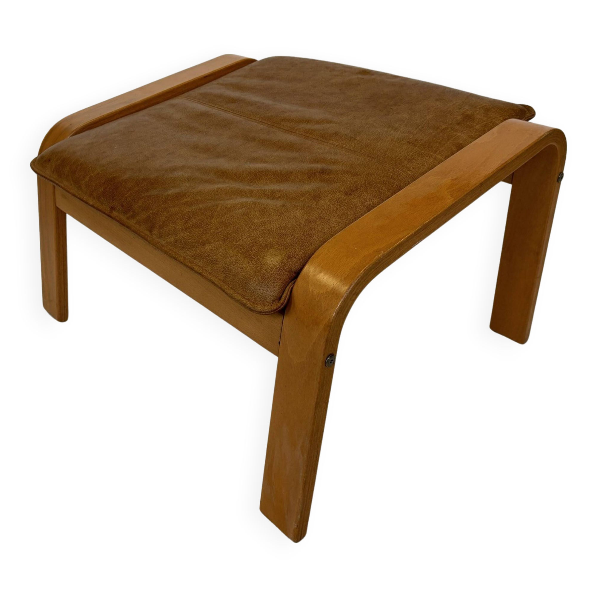 Vintage ikea poang tan cuir cantilever repose-pieds ottoman design