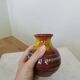 Vintage Scheurich Fat Lava Vase: West German Red & Yellow Pottery