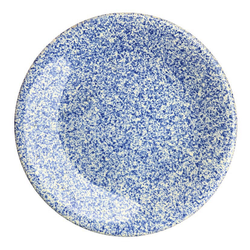Two blue speckled plates