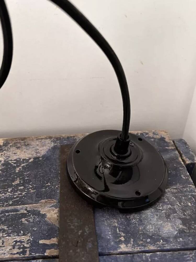 Pair of vintage amber glass pendant lights