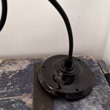 Pair of vintage amber glass pendant lights