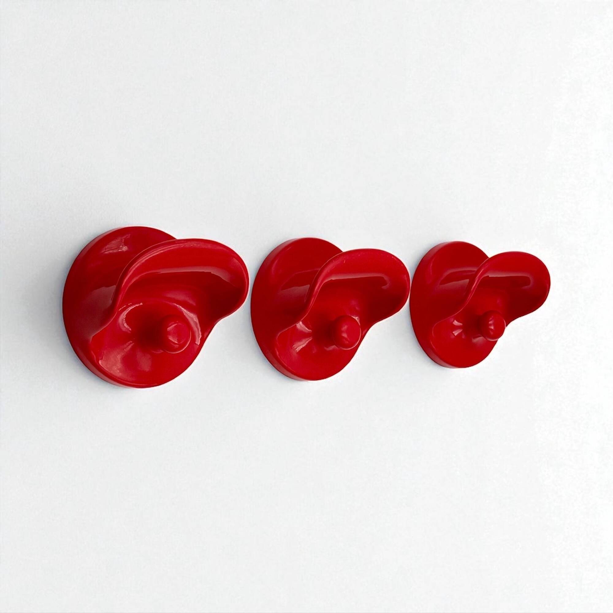 Set of Red Coat Hooks by Olaf Von Bohr for Kartell 1970s