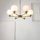 Mid-century Italian Brass and Opaline Chandelier