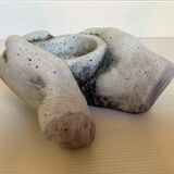 Hand candle holder gray black stone