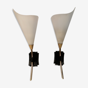 Duo wall lamps vintage tulip - 50s
