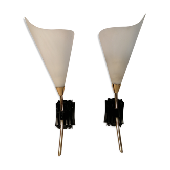 Duo wall lamps vintage tulip - 50s