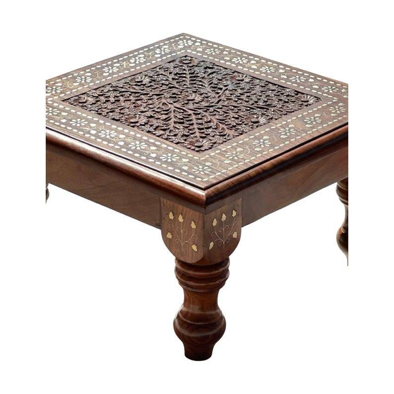 Sesham wood artisanal chowki 15 x 15 inches