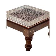 Table basse Chowki artisanal en bois de Sesham 15 x 15 po