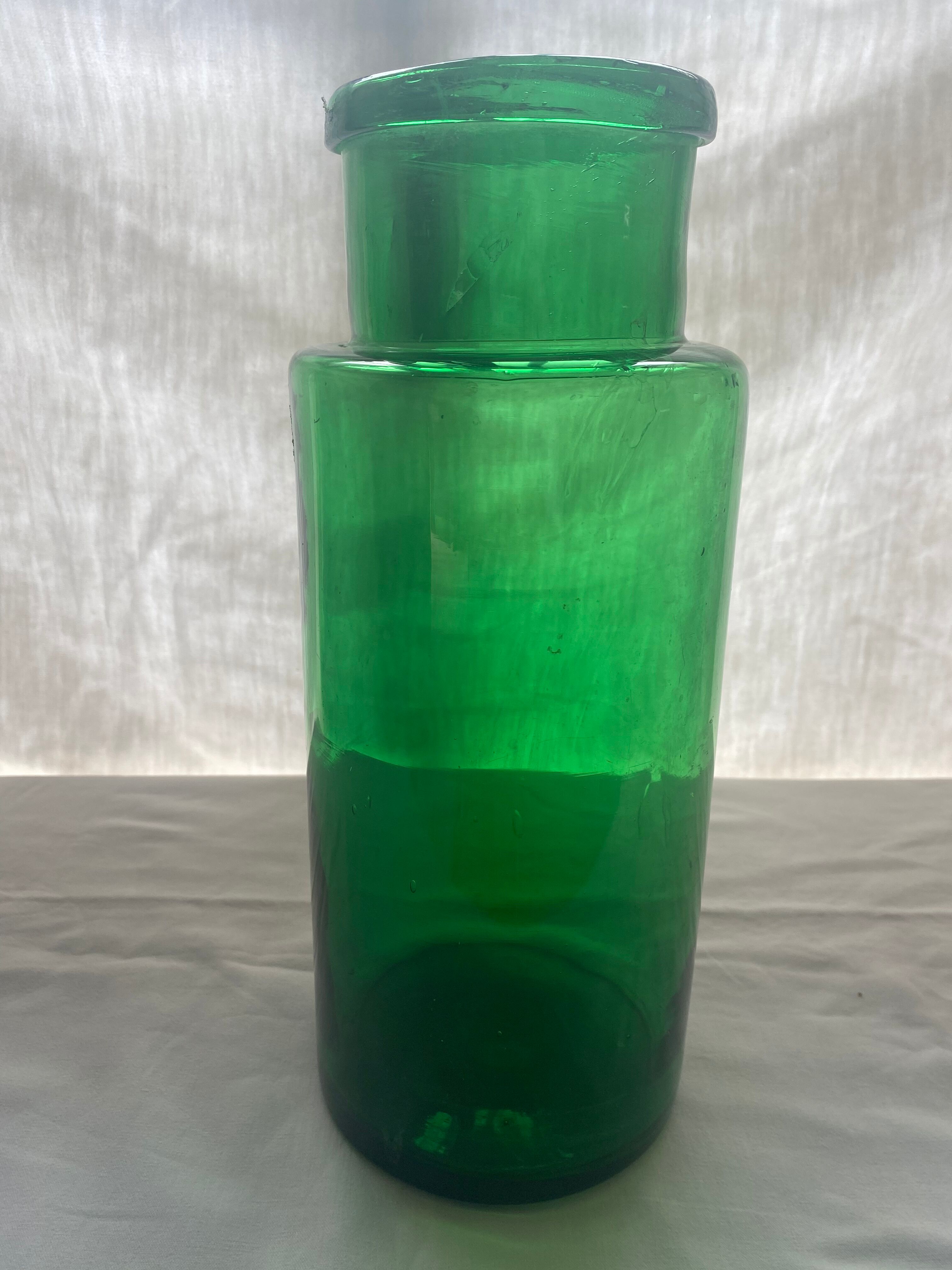 Vase - apothecary bottle in green glass