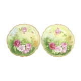 Pair of limoges porcelain plate ''Mandavy de mavaleix'' rose decoration