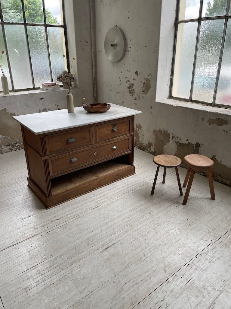 French tripod oak stool 50