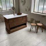 French tripod oak stool 50