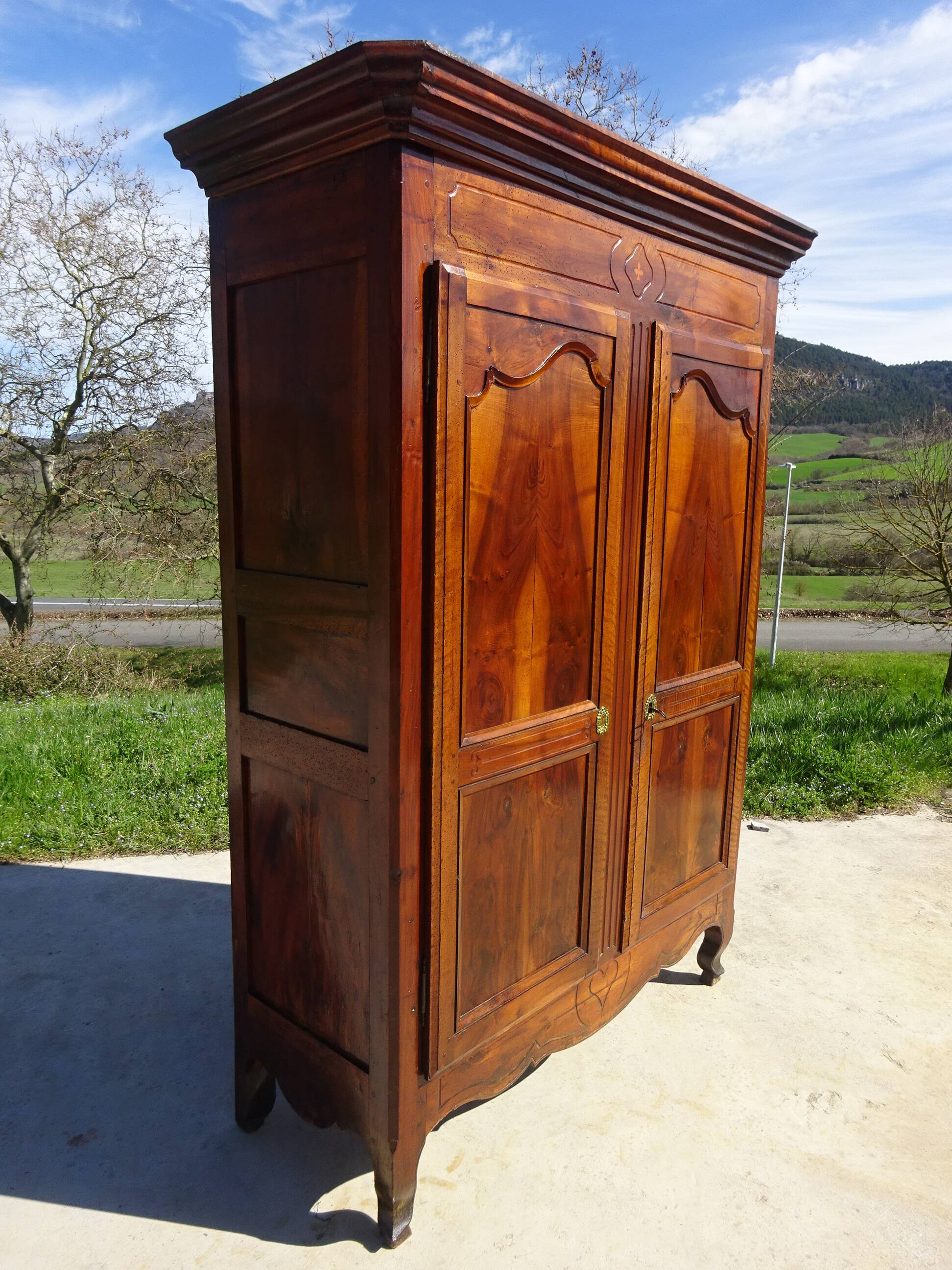 Antique solid walnut cabinet, Louis XV style