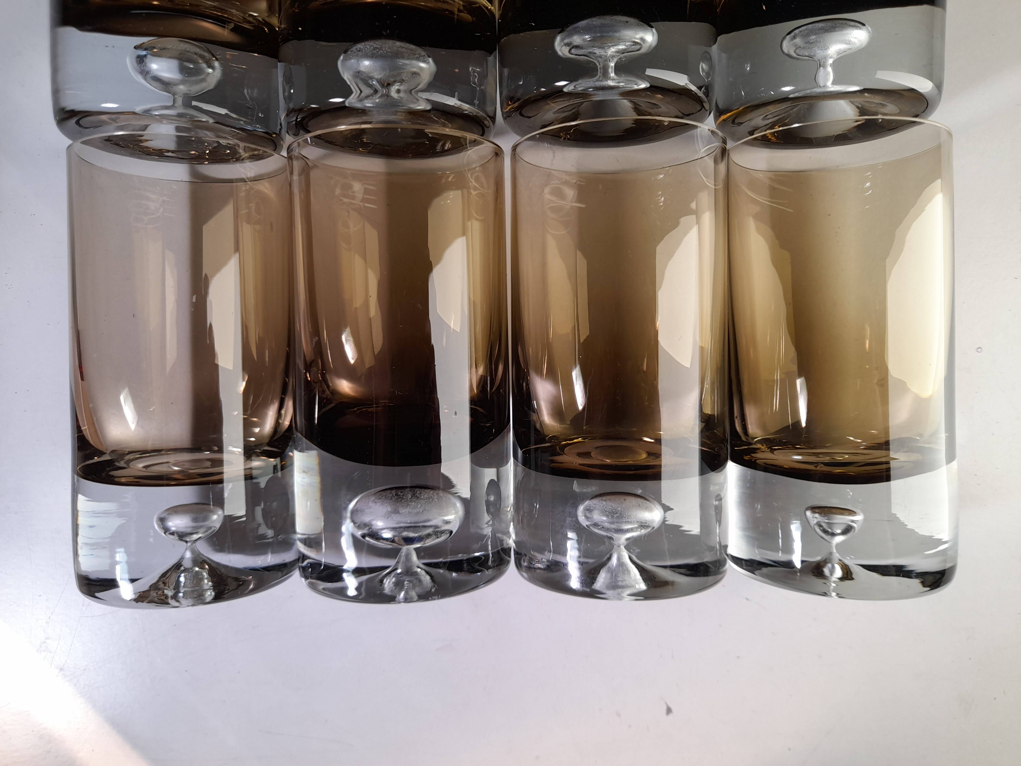 Set of 11 glasses, design by Roland Pösch Gral Glas, vintage 70s.