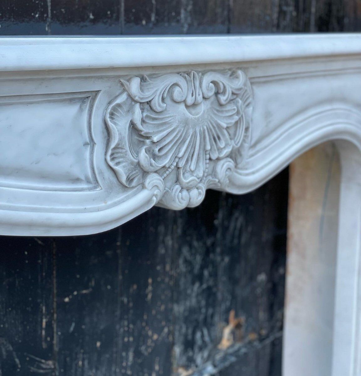 Louis XV style fireplace in Carrara marble around 1880