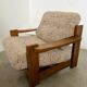 Lot of 2 solid elm armchairs, Maison Regain design, 70s vintage