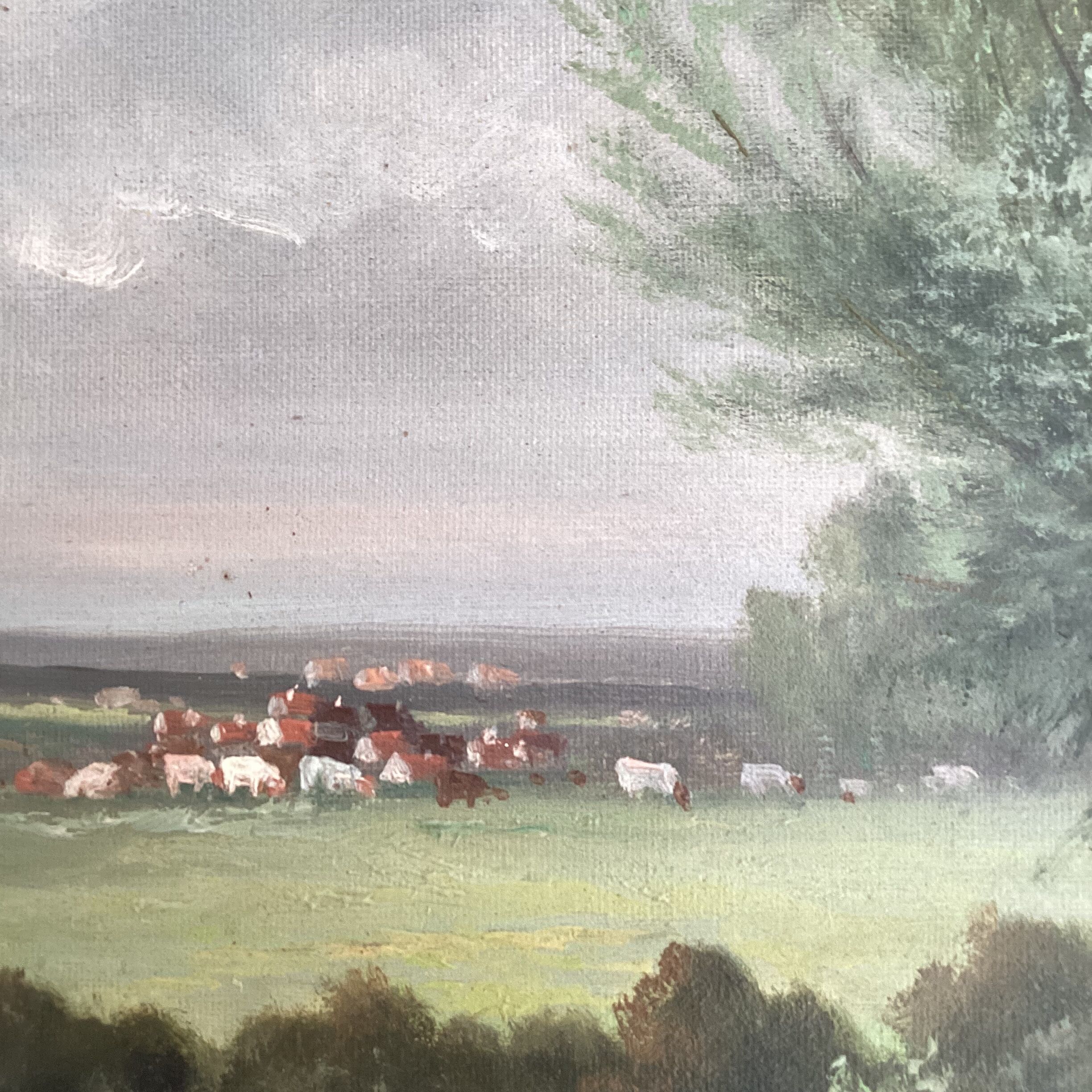 Old painting signed HST landscape dimension: height -33cm- width -41cm-