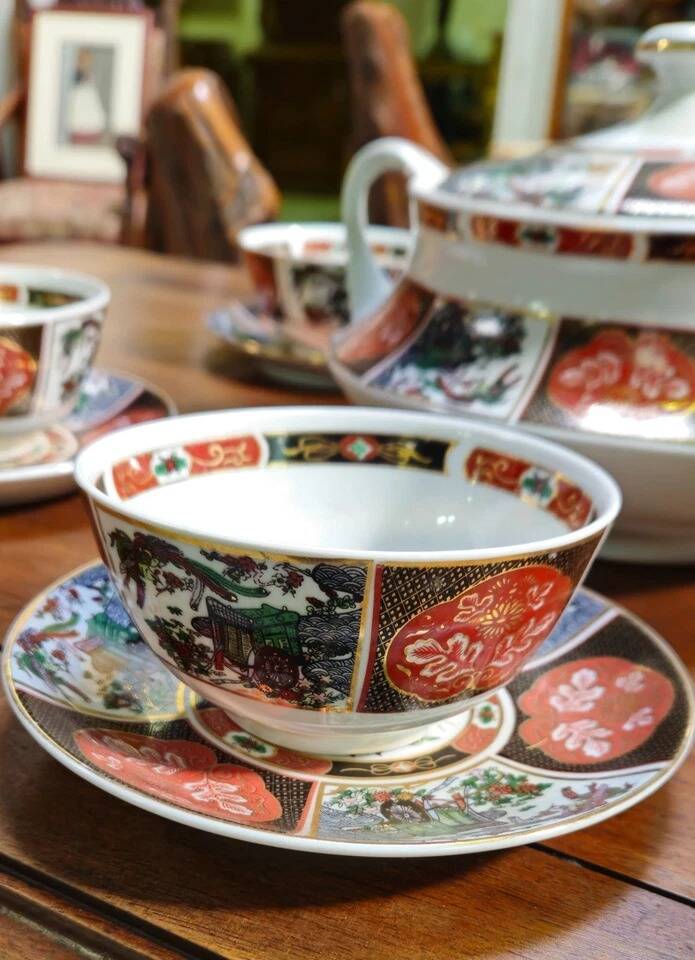 Cocema tea service fès morocco, imari decoration, 13 pieces – 1960s