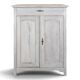 Small buffet with two doors and one drawer in white patinated wood.