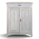 Petit buffet deux portes un tiroir en bois patiné blanc