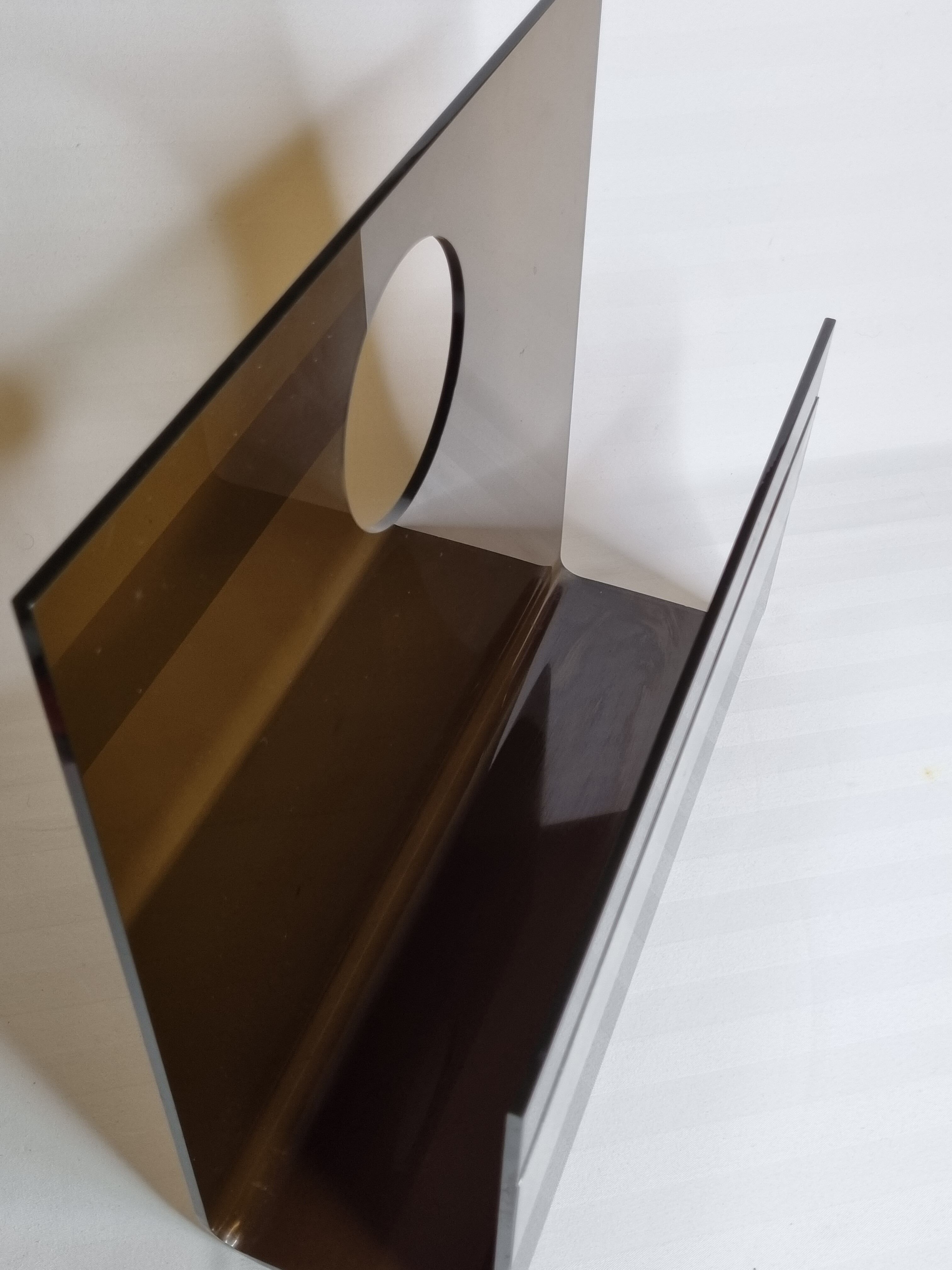 Vintage smoked plexiglass magazine holder 70s