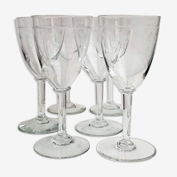 Lot de 6 verres anciens gravés