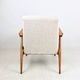 Armchair 'Lis', 1970s, white boucle, design by Henryk Lis - natural beech wood