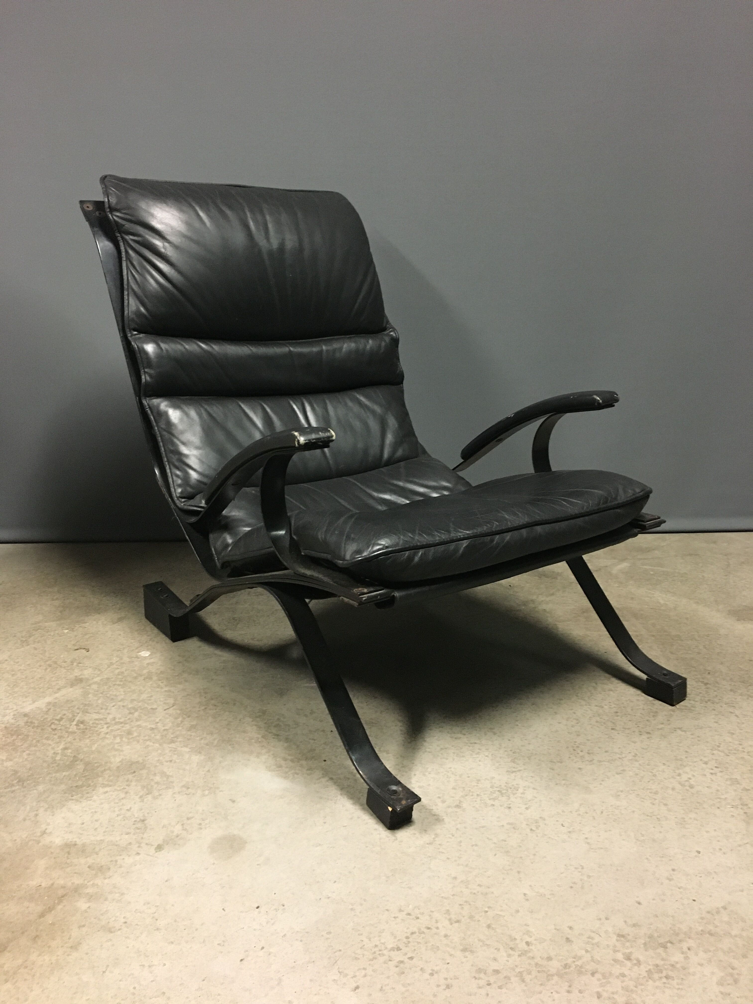 Pep Bonet Tuman Black Leatherette Lounge Chair for Levesta, circa 1969