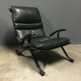Fauteuil Pep Bonet Tuman en similicuir noir pour Levesta, vers 1969