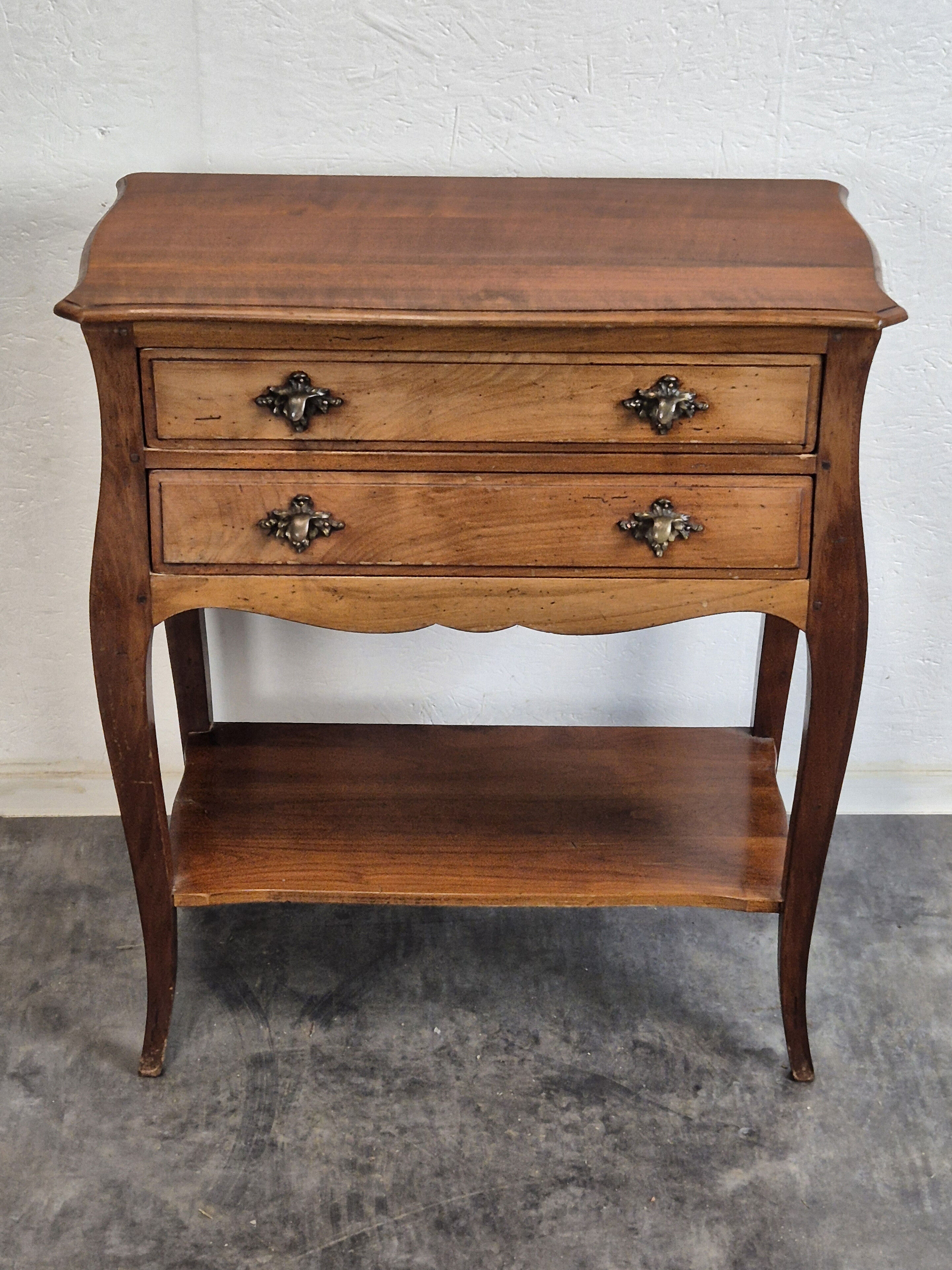 Neo-rustic bedside table in cherry wood