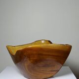 Large olive wood bowl Riviera brutalist craftsmanship circa 1950