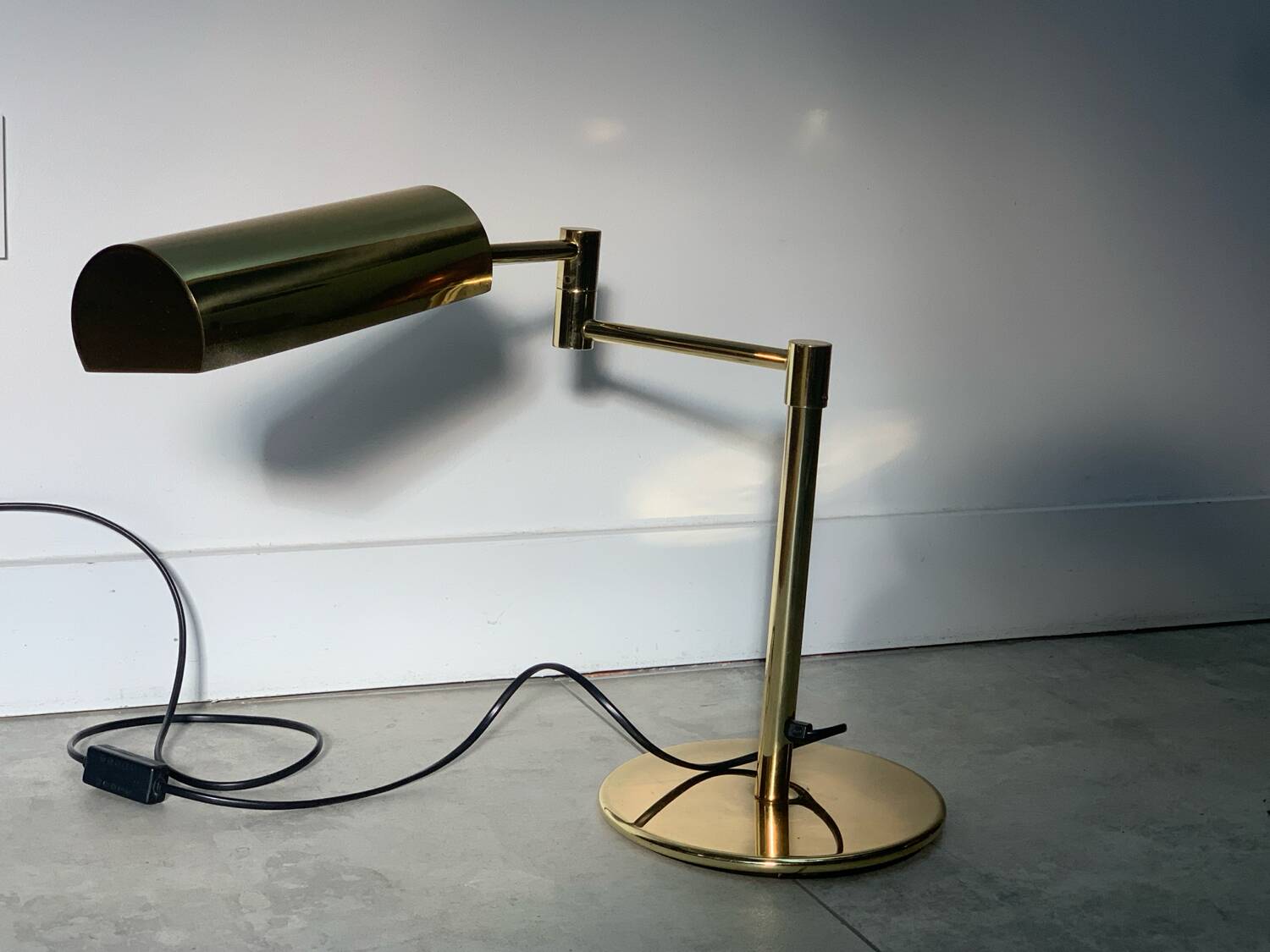 Koch and Lowe style brass articulated desk lamp