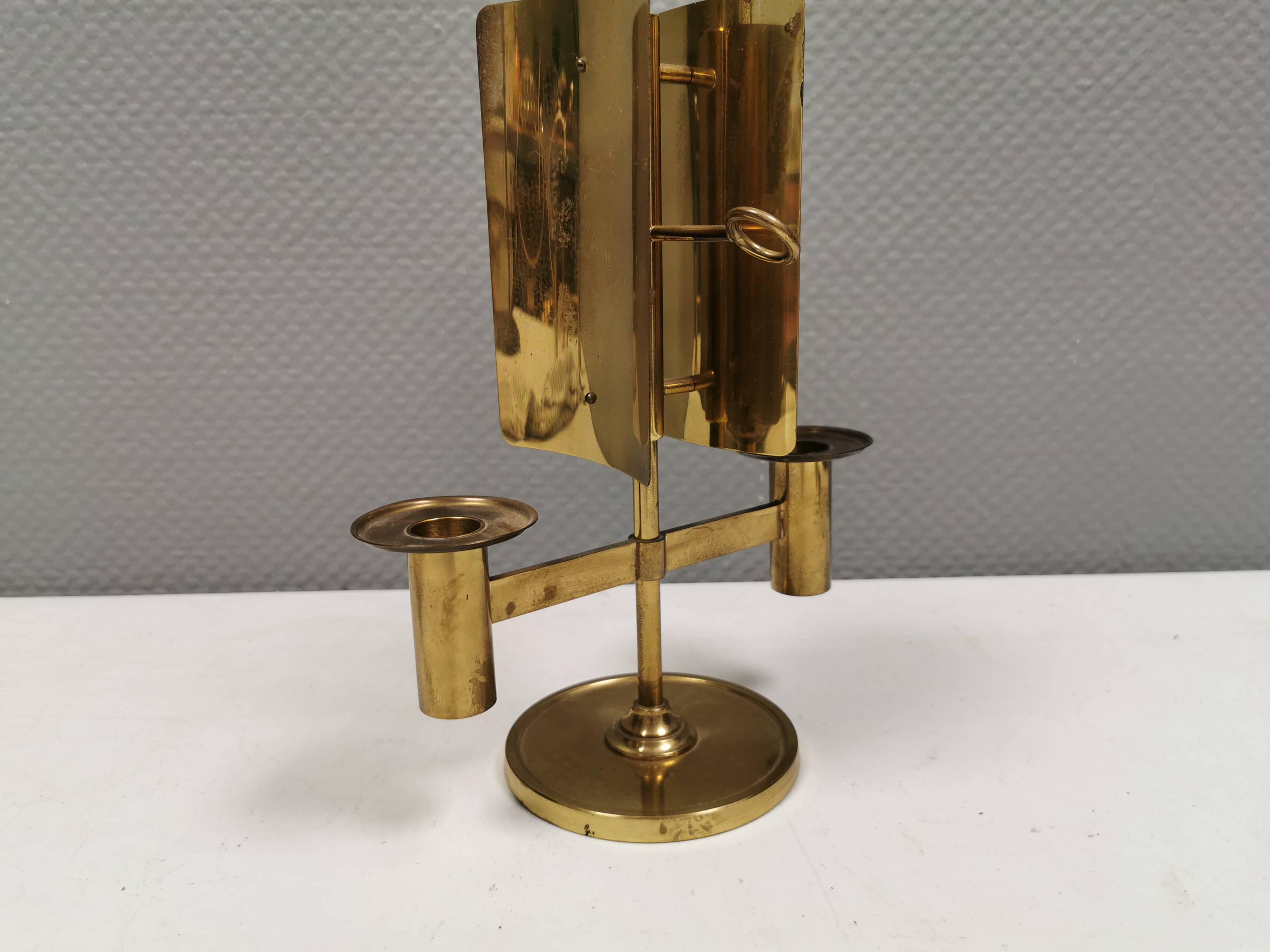 Danish double candle holder in solid brass 1960-70s.
