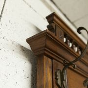 Napoleon III style walnut wardrobe, late 19th century, 3 mirrors, marble top, 8 coat hooks